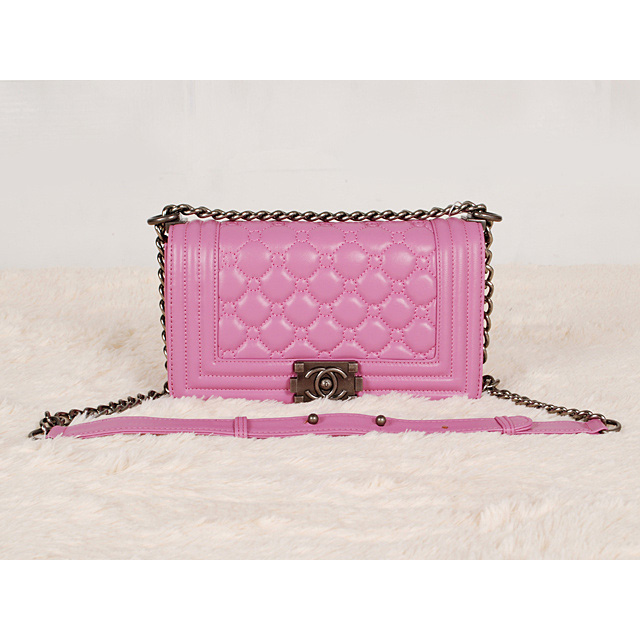 Boy Chanel Flap Bag in Lambskin Leather A66308 Pink