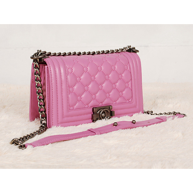 Boy Chanel Flap Bag in Lambskin Leather A66308 Pink