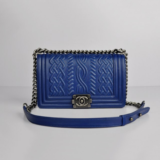 Boy Chanel Flap Bag in Sheepskin Leather A66307 in Blue