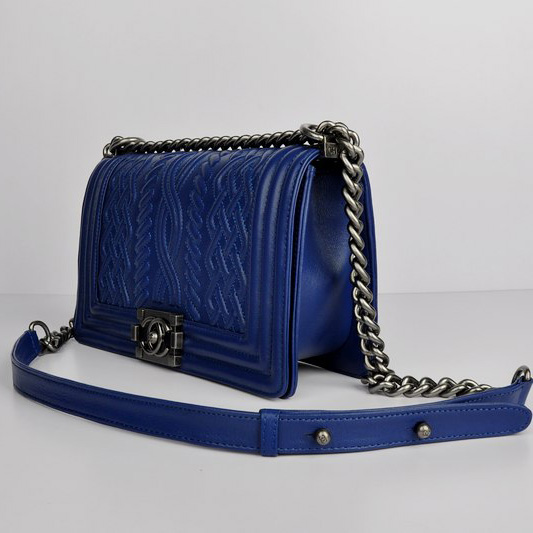 Boy Chanel Flap Bag in Sheepskin Leather A66307 in Blue