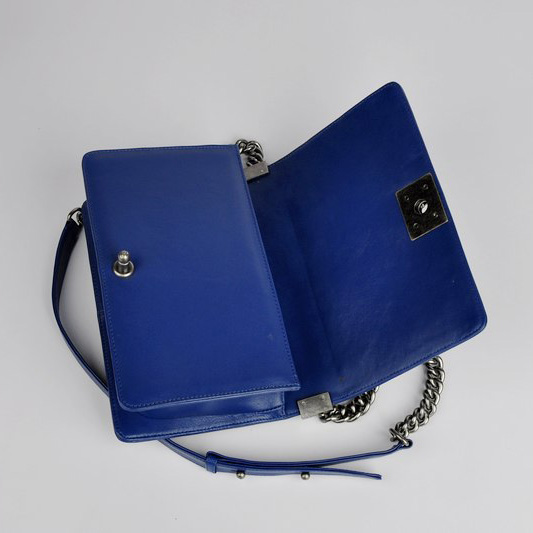 Boy Chanel Flap Bag in Sheepskin Leather A66307 in Blue