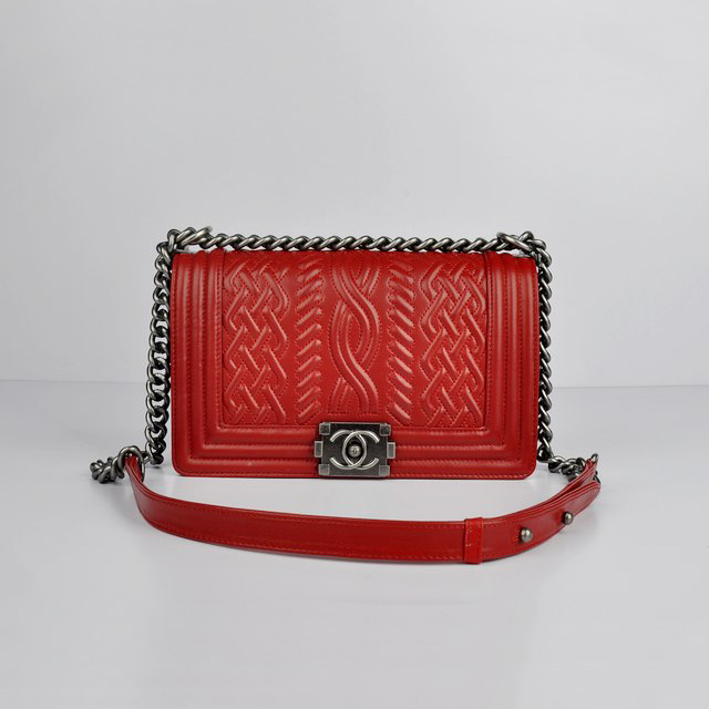 Boy Chanel Flap Bag in Sheepskin Leather A66307 in Red