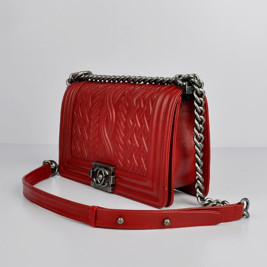 Boy Chanel Flap Bag in Sheepskin Leather A66307 in Red