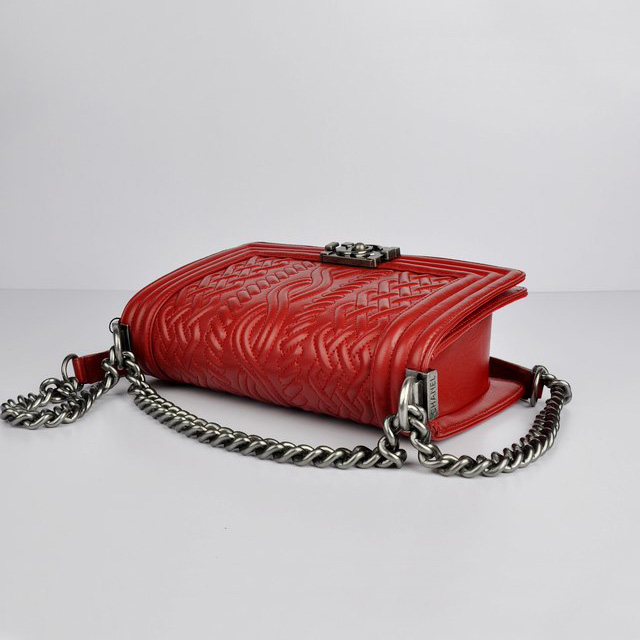 Boy Chanel Flap Bag in Sheepskin Leather A66307 in Red