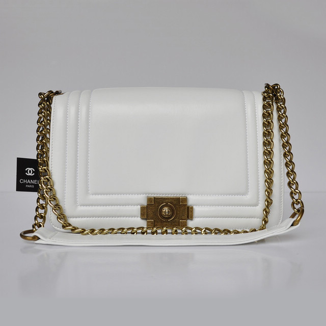 Boy Chanel Flap Shoulder Bag Calf Leather A69010 White