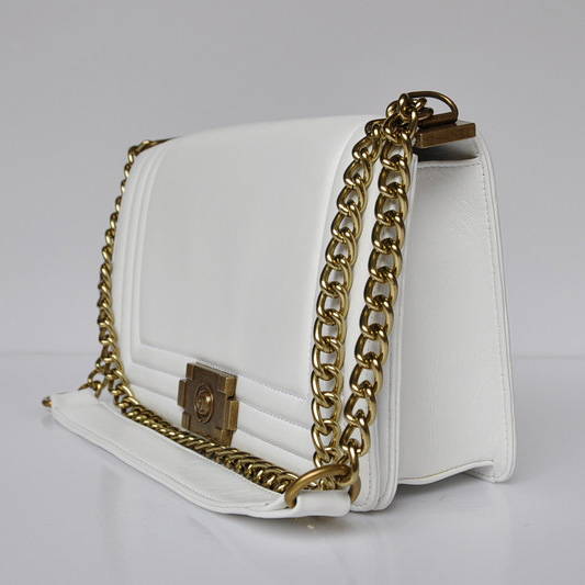 Boy Chanel Flap Shoulder Bag Calf Leather A69010 White