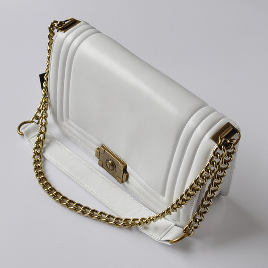 Boy Chanel Flap Shoulder Bag Calf Leather A69010 White