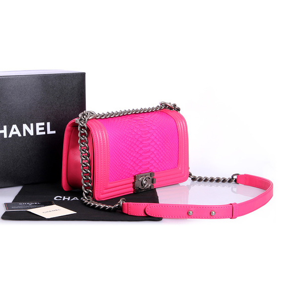 Boy Chanel Flap Shoulder Bag Genuine Python Leather A37003 Rose