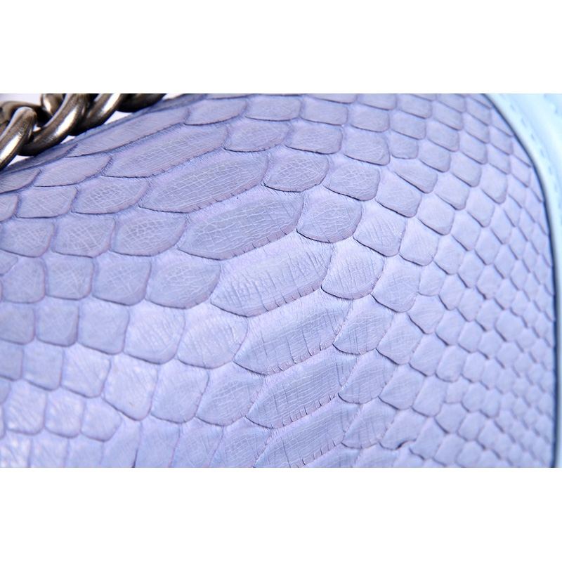 Boy Chanel Flap Shoulder Bag Genuine Python Leather A37006 SkyBlue