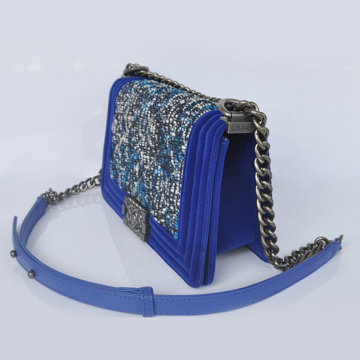 Boy Chanel Flap Shoulder Bag Nubuck & Denim A67064 RoyalBlue