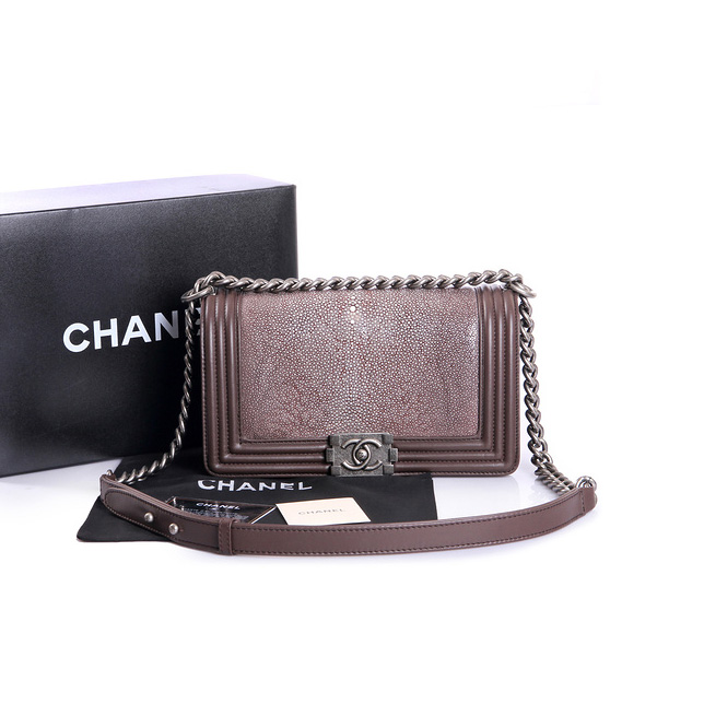 Boy Chanel Flap Shoulder Bag Original Pearl Leather A37003 Brown