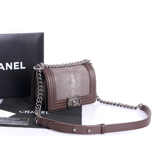 Boy Chanel Flap Shoulder Bag Original Pearl Leather A37006 Brown