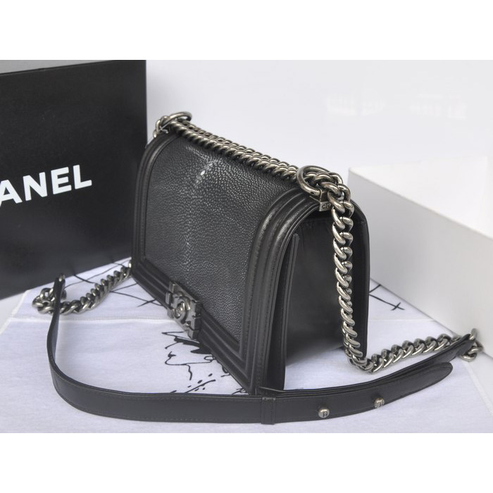 Boy Chanel Flap Shoulder Bag Original Pearl Leather A67086 Black