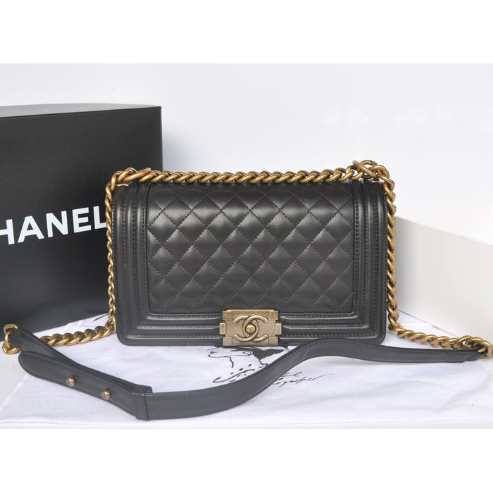 Boy Chanel Flap Shoulder Bag Original Sheepskin Leather A67086 Black