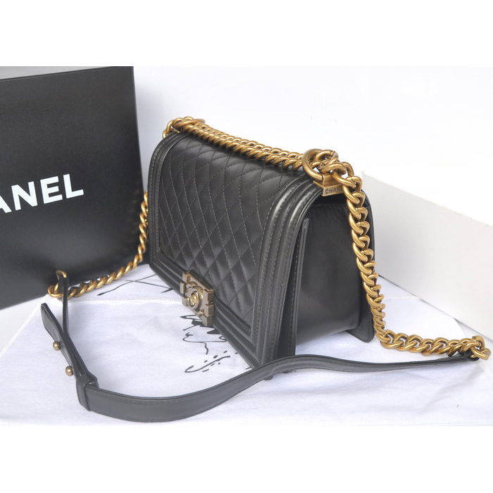 Boy Chanel Flap Shoulder Bag Original Sheepskin Leather A67086 Black