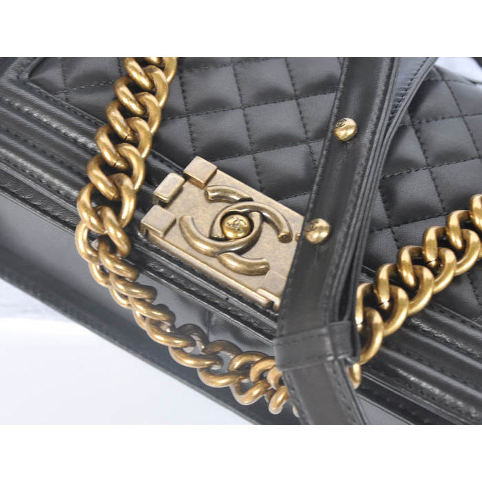 Boy Chanel Flap Shoulder Bag Original Sheepskin Leather A67086 Black