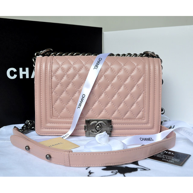 Boy Chanel Flap Shoulder Bag Original Sheepskin Leather A67086 Pink