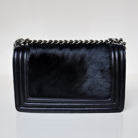 Boy Chanel Flap Shoulder Bag Sheepskin Leather with Horsehair A67759 Black