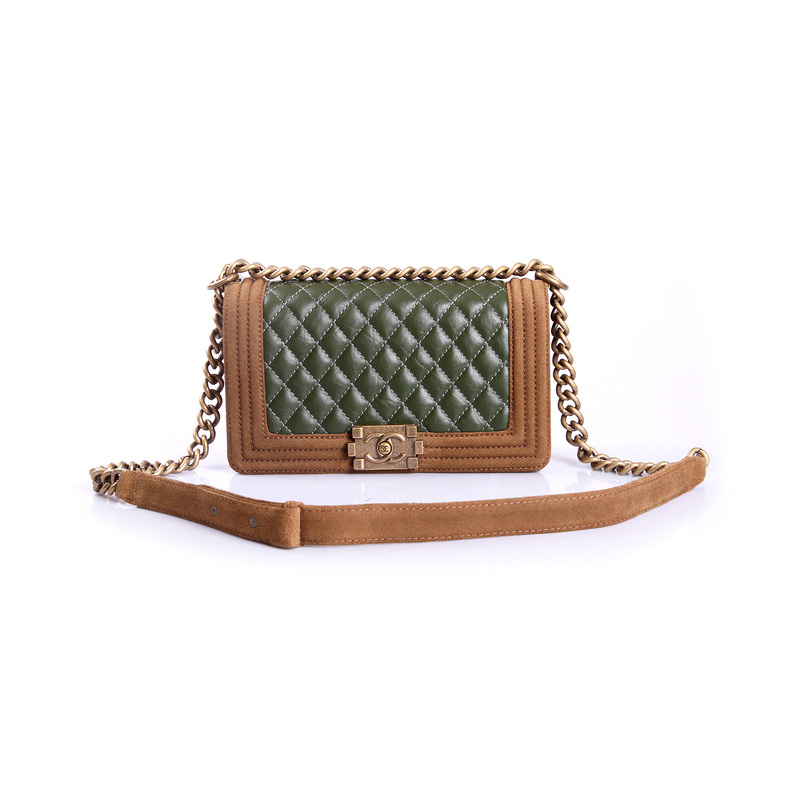 Boy Chanel Flap Shoulder Bag Suede Original Leather A30172 Green