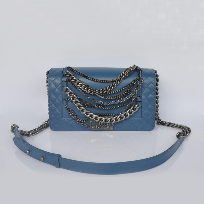 Boy Chanel Flap Shoulder Bag in Sheepskin Leather A67919 Light Blue