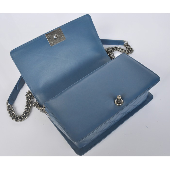 Boy Chanel Flap Shoulder Bag in Sheepskin Leather A67919 Light Blue