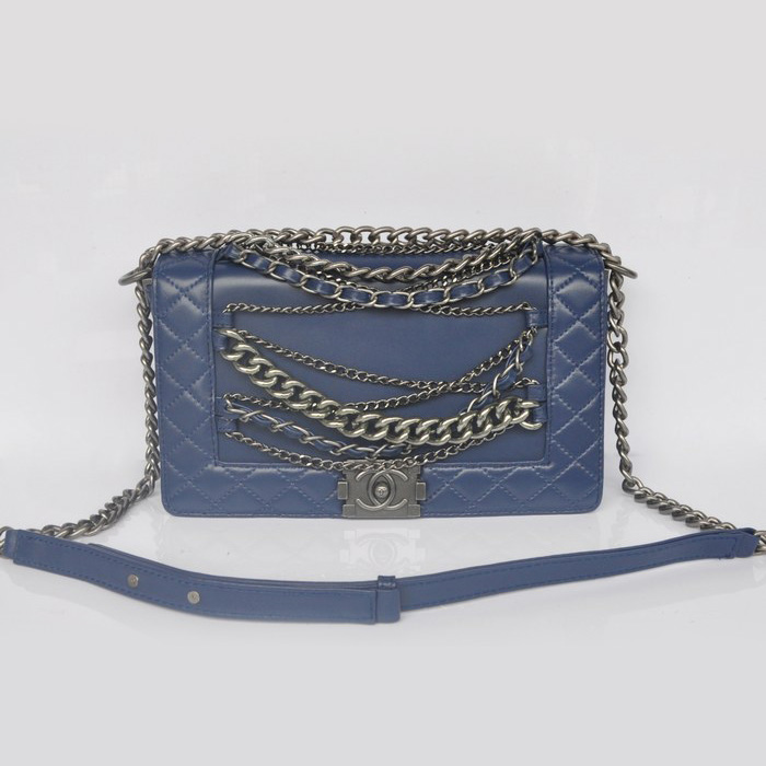 Boy Chanel Flap Shoulder Bag in Sheepskin Leather A67919 RoyalBlue