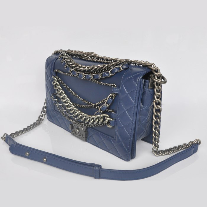 Boy Chanel Flap Shoulder Bag in Sheepskin Leather A67919 RoyalBlue