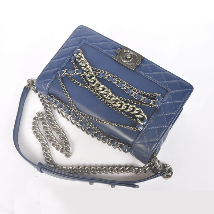 Boy Chanel Flap Shoulder Bag in Sheepskin Leather A67919 RoyalBlue