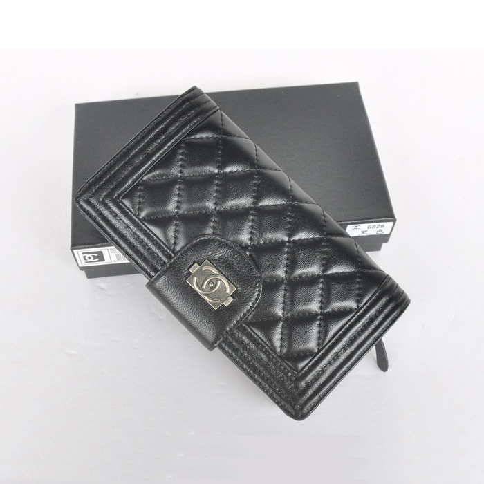 Boy Chanel Matelasse Continental Wallet A082 Black