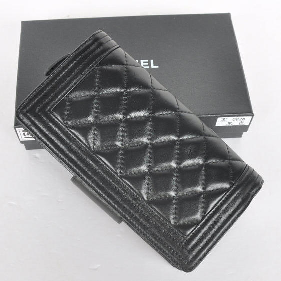 Boy Chanel Matelasse Continental Wallet A082 Black