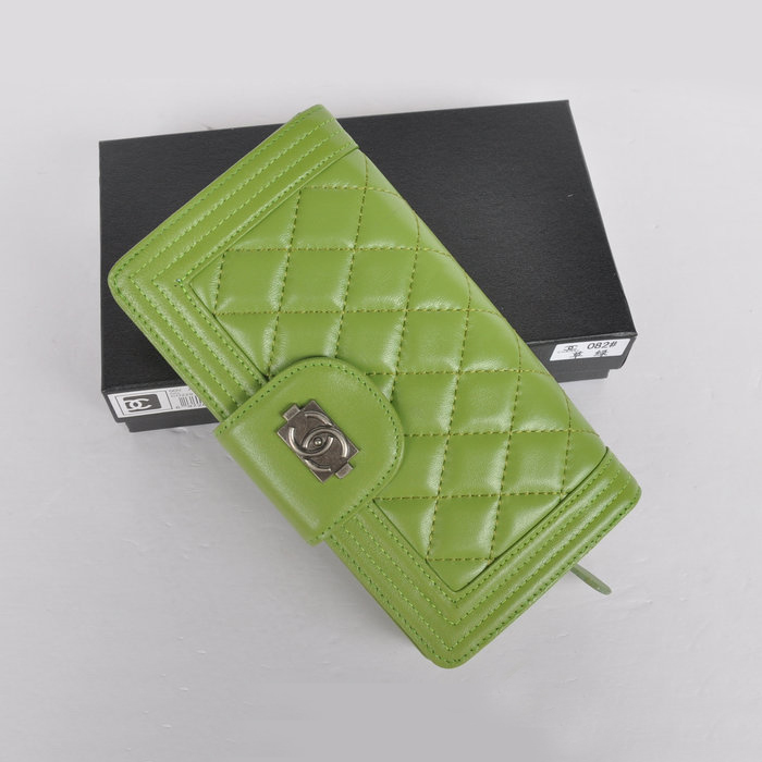 Boy Chanel Matelasse Continental Wallet A082 Light Green