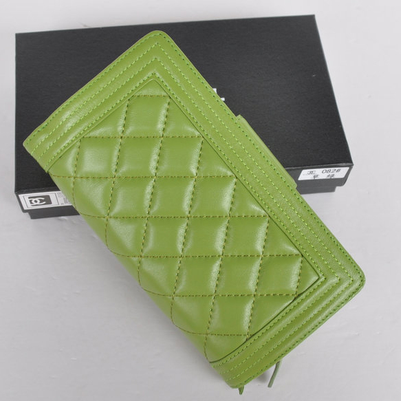 Boy Chanel Matelasse Continental Wallet A082 Light Green