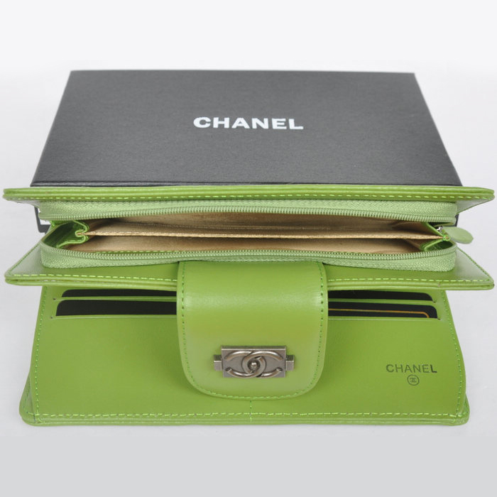 Boy Chanel Matelasse Continental Wallet A082 Light Green