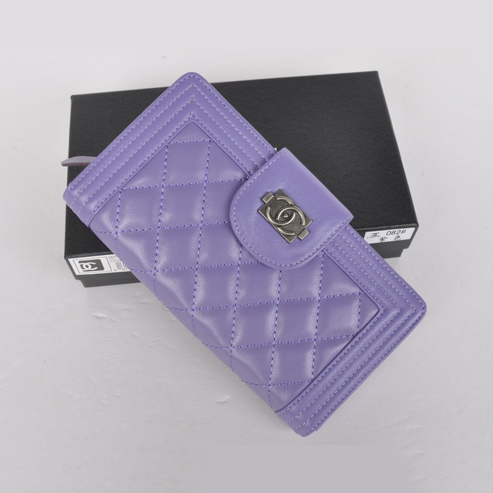 Boy Chanel Matelasse Continental Wallet A082 Purple