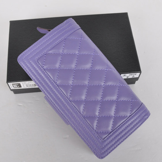 Boy Chanel Matelasse Continental Wallet A082 Purple