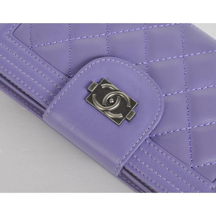 Boy Chanel Matelasse Continental Wallet A082 Purple