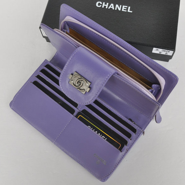 Boy Chanel Matelasse Continental Wallet A082 Purple