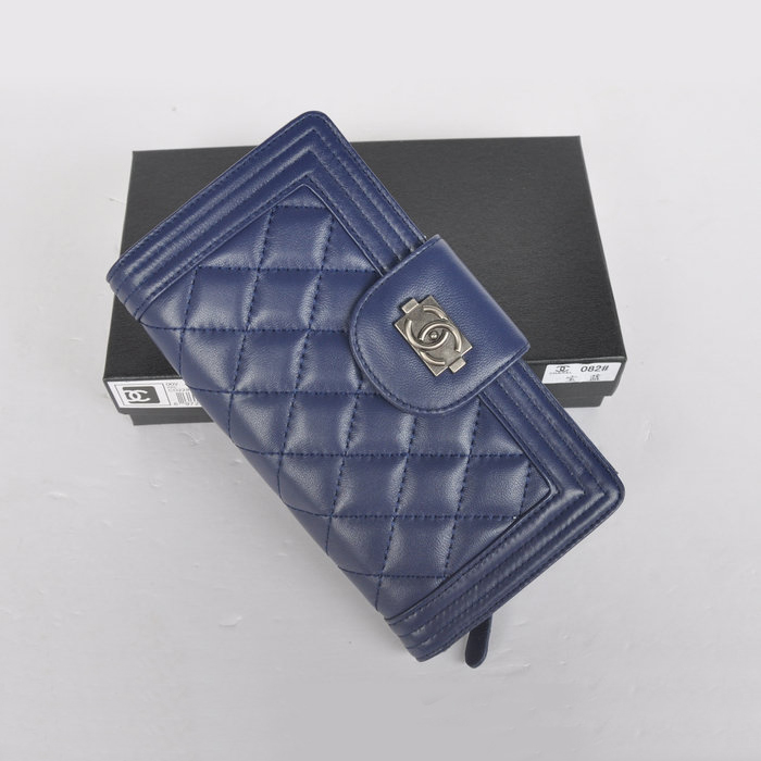 Boy Chanel Matelasse Continental Wallet A082 Royal blue