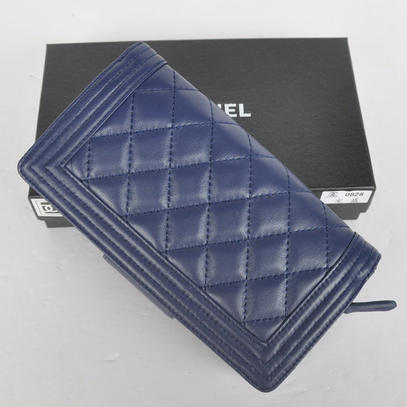 Boy Chanel Matelasse Continental Wallet A082 Royal blue