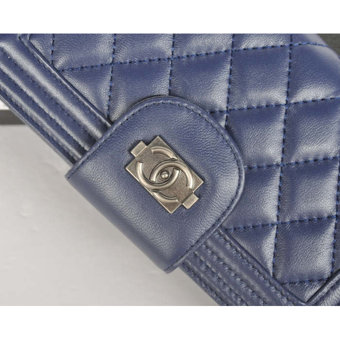 Boy Chanel Matelasse Continental Wallet A082 Royal blue