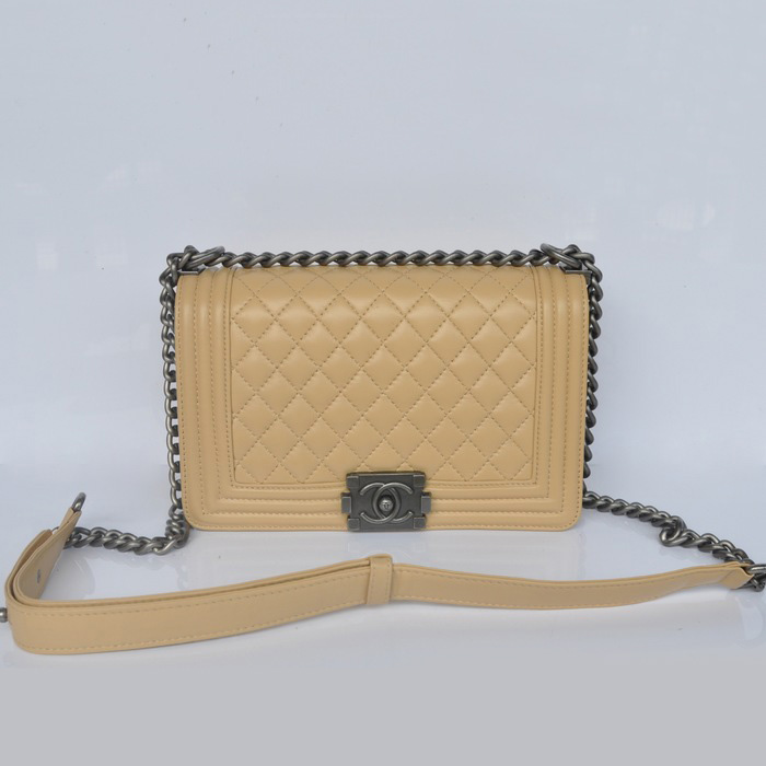 Boy Chanel Small Flap Shoulder Bag Sheepskin Leather A67086 Apricot