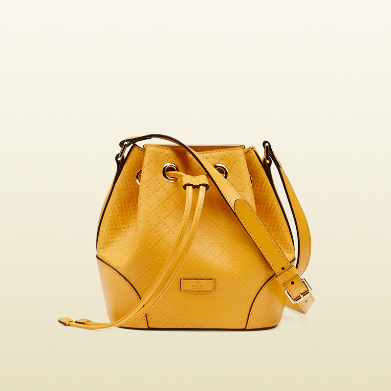 Bright diamante leather bucket bag