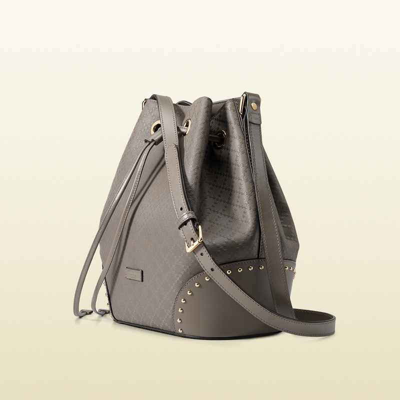 Bright diamante leather bucket bag