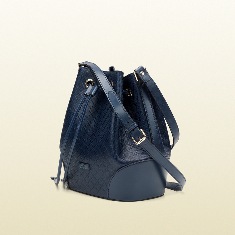 Bright diamante leather bucket bag