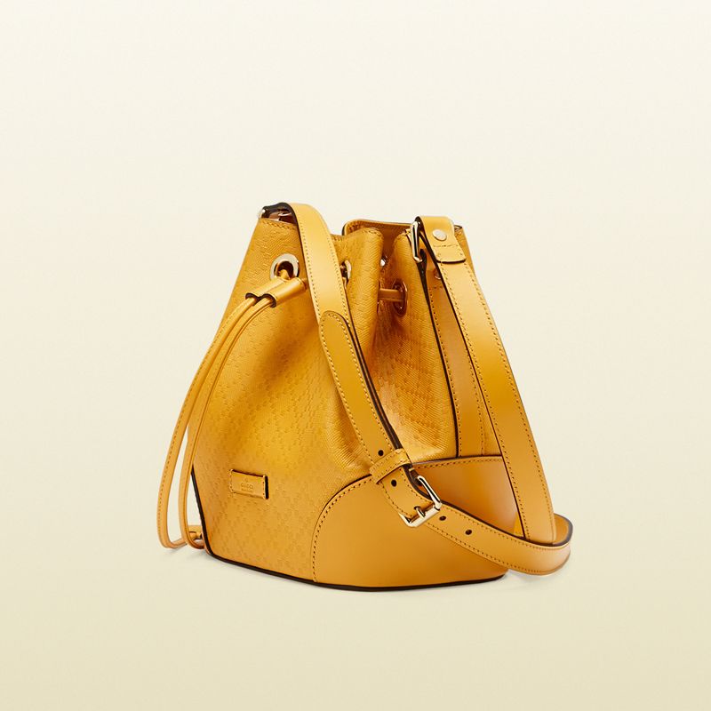 Bright diamante leather bucket bag