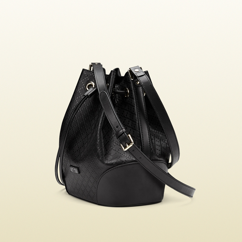 Bright diamante leather bucket bag