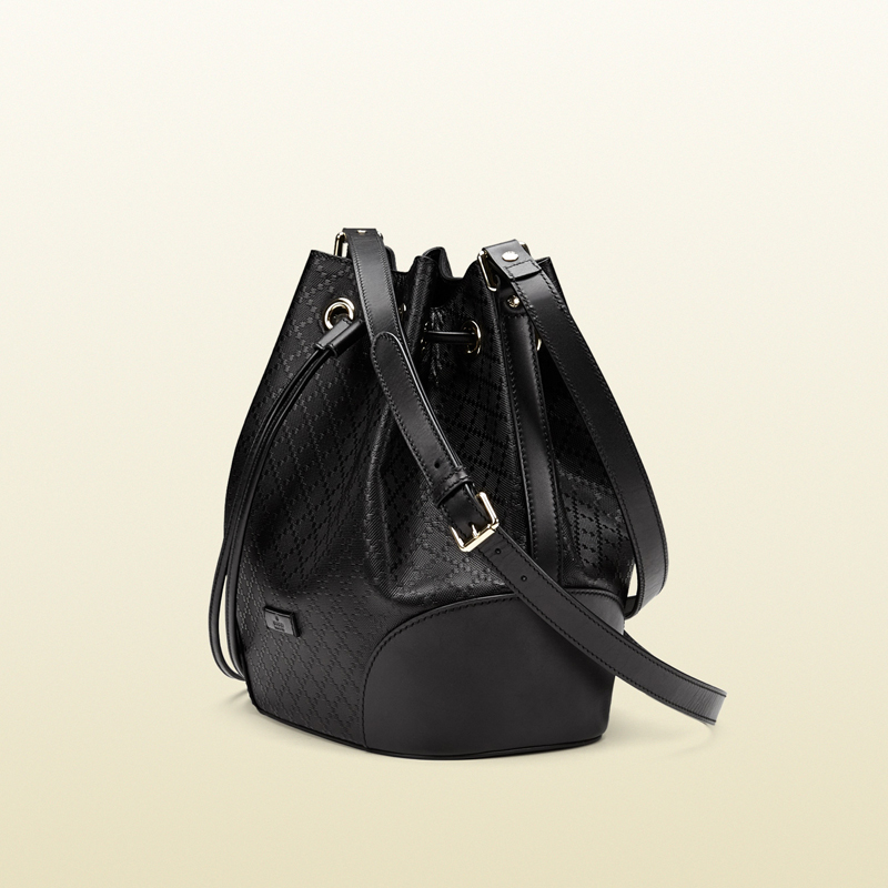 Bright diamante leather bucket bag