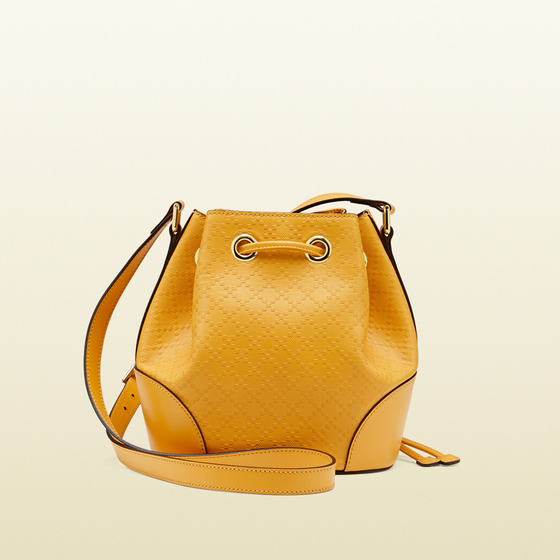 Bright diamante leather bucket bag