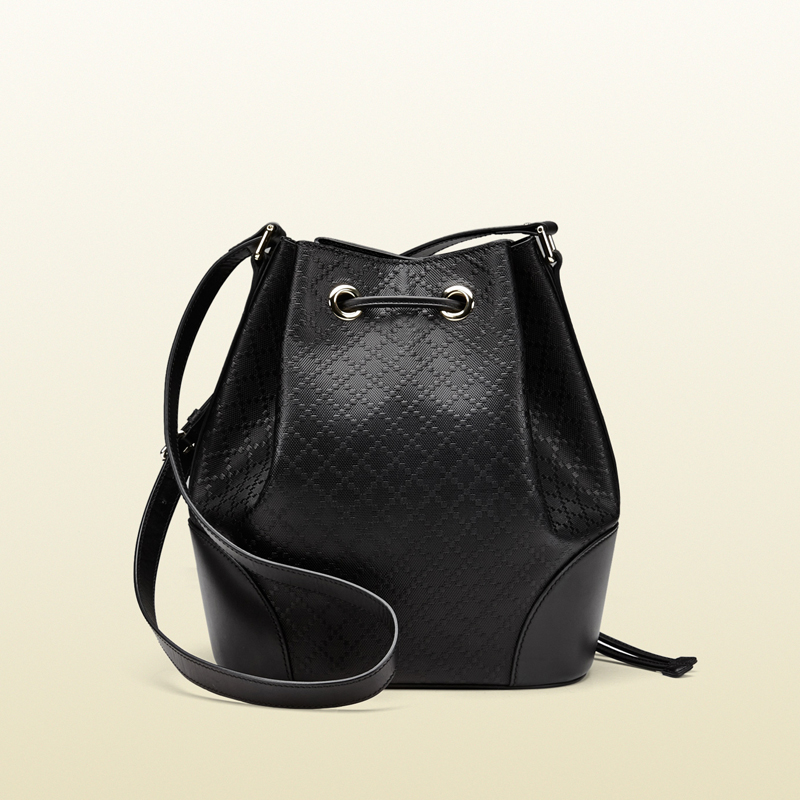 Bright diamante leather bucket bag