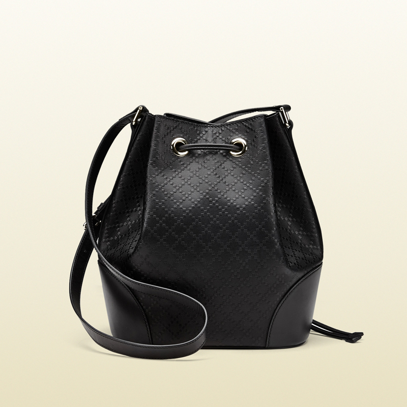 Bright diamante leather bucket bag